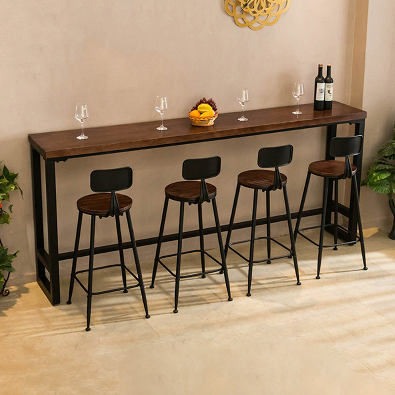 Modern Rectangle Solid Wood Bar Table Set 1/5/9 Pieces Counter Table with Black Stools Clearhalo 'Bar Furniture' 'furn' 'furn_home_bar_bar_sets' 'Furniture' 'Home Bars & Bar Sets' 'home_bar_bar_sets' 'Kitchen & Dining Furniture' 5393352
