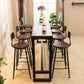 Modern Rectangle Solid Wood Bar Table Set 1/5/9 Pieces Counter Table with Black Stools Clearhalo 'Bar Furniture' 'furn' 'furn_home_bar_bar_sets' 'Furniture' 'Home Bars & Bar Sets' 'home_bar_bar_sets' 'Kitchen & Dining Furniture' 5393358
