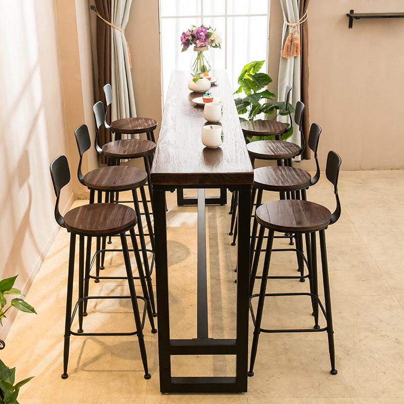 Modern Rectangle Solid Wood Bar Table Set 1/5/9 Pieces Counter Table with Black Stools Clearhalo 'Bar Furniture' 'furn' 'furn_home_bar_bar_sets' 'Furniture' 'Home Bars & Bar Sets' 'home_bar_bar_sets' 'Kitchen & Dining Furniture' 5393358