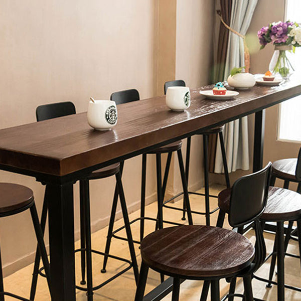 Modern Rectangle Solid Wood Bar Table Set 1/5/9 Pieces Counter Table with Black Stools Clearhalo 'Bar Furniture' 'furn' 'furn_home_bar_bar_sets' 'Furniture' 'Home Bars & Bar Sets' 'home_bar_bar_sets' 'Kitchen & Dining Furniture' 5393362