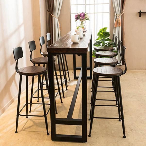 Modern Rectangle Solid Wood Bar Table Set 1/5/9 Pieces Counter Table with Black Stools Clearhalo 'Bar Furniture' 'furn' 'furn_home_bar_bar_sets' 'Furniture' 'Home Bars & Bar Sets' 'home_bar_bar_sets' 'Kitchen & Dining Furniture' 5393368