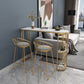 Glam Oval Bar Set Storage 1/2/3 Pieces Stone Counter Height Set in Gold 3 Pieces: Table, 2 Chairs Clearhalo 'Bar Furniture' 'furn' 'furn_home_bar_bar_sets' 'Furniture' 'Home Bars & Bar Sets' 'home_bar_bar_sets' 'Kitchen & Dining Furniture' 5393394