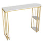 Glam Oval Bar Set Storage 1/2/3 Pieces Stone Counter Height Set in Gold White 79"L x 16"W Clearhalo 'Bar Furniture' 'furn' 'furn_home_bar_bar_sets' 'Furniture' 'Home Bars & Bar Sets' 'home_bar_bar_sets' 'Kitchen & Dining Furniture' 5393399