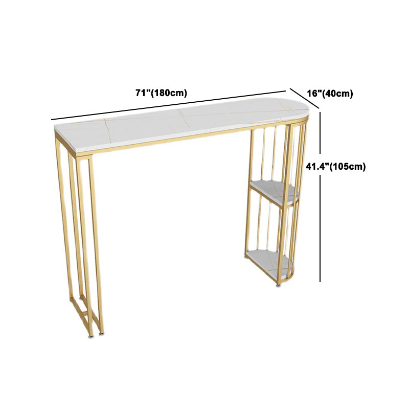 Glam Oval Bar Set Storage 1/2/3 Pieces Stone Counter Height Set in Gold Clearhalo 'Bar Furniture' 'furn' 'furn_home_bar_bar_sets' 'Furniture' 'Home Bars & Bar Sets' 'home_bar_bar_sets' 'Kitchen & Dining Furniture' 5393408