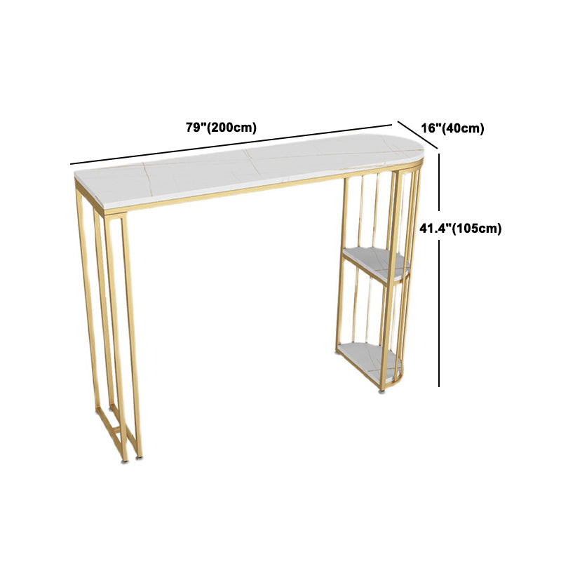 Glam Oval Bar Set Storage 1/2/3 Pieces Stone Counter Height Set in Gold Clearhalo 'Bar Furniture' 'furn' 'furn_home_bar_bar_sets' 'Furniture' 'Home Bars & Bar Sets' 'home_bar_bar_sets' 'Kitchen & Dining Furniture' 5393409