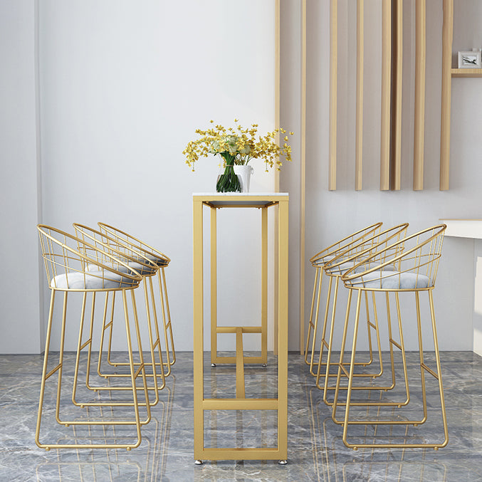 1/2/7 pièces Glam Glam Iron Bar Table Recangle Recangle Bistro en marbre en faux marbre avec repose-pied