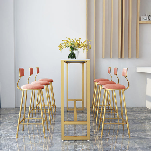 1/2/7 pièces Glam Glam Iron Bar Table Recangle Recangle Bistro en marbre en faux marbre avec repose-pied