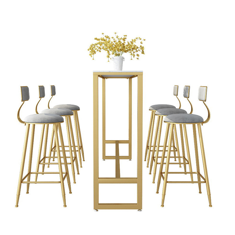 1/2/7 pièces Glam Glam Iron Bar Table Recangle Recangle Bistro en marbre en faux marbre avec repose-pied