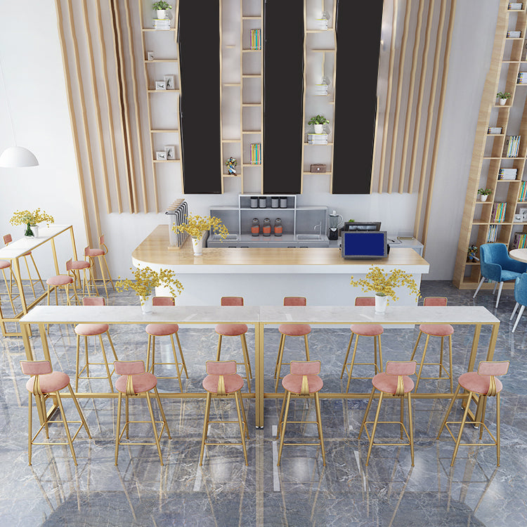 1/2/7 pièces Glam Glam Iron Bar Table Recangle Recangle Bistro en marbre en faux marbre avec repose-pied