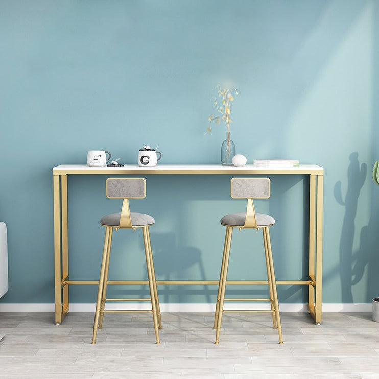 1/3 pezzi Glam Iron Bistro set rettangolo tavolo da barra in pietra bianco set con poggiapiedi