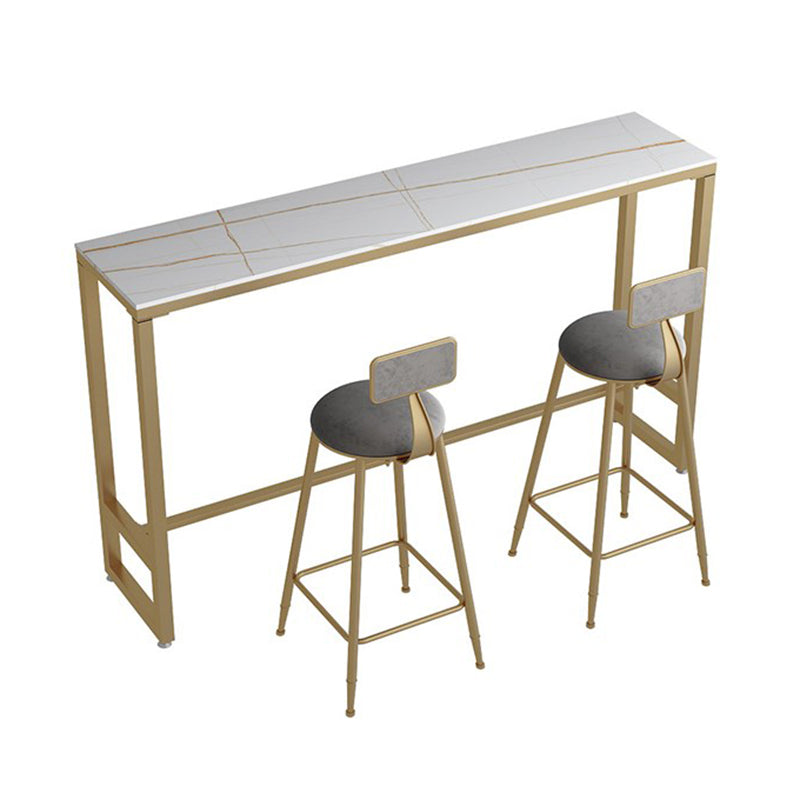 1/3 pezzi Glam Iron Bistro set rettangolo tavolo da barra in pietra bianco set con poggiapiedi