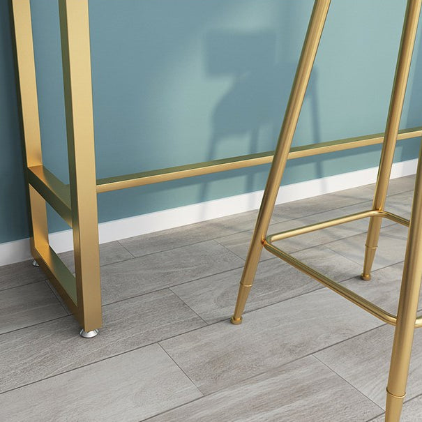 1/3 pezzi Glam Iron Bistro set rettangolo tavolo da barra in pietra bianco set con poggiapiedi