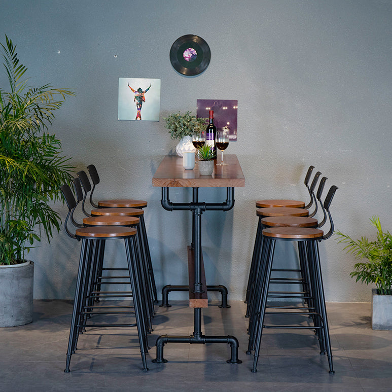 Industrial Bar Table Set 1/9 Pieces Counter Set with Black Base Clearhalo 'Bar Furniture' 'furn' 'furn_home_bar_bar_sets' 'Furniture' 'Home Bars & Bar Sets' 'home_bar_bar_sets' 'Kitchen & Dining Furniture' 5393568
