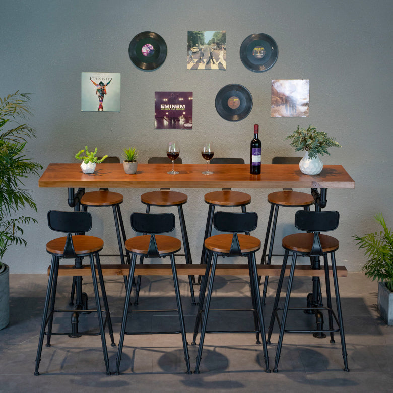 Industrial Bar Table Set 1/9 Pieces Counter Set with Black Base Clearhalo 'Bar Furniture' 'furn' 'furn_home_bar_bar_sets' 'Furniture' 'Home Bars & Bar Sets' 'home_bar_bar_sets' 'Kitchen & Dining Furniture' 5393576