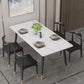 Rectangle Modern Dinette Set 1/4/5 Pieces Black Base Indoor Dining Table Set 5 Pieces: White-Gold Table, 4 Chairs Clearhalo 'Dining Room Sets' 'Dining Tables & Seating' 'dining_room_set' 'furn' 'furn_dining_room_set' 'Furniture' 'Kitchen & Dining Furniture' 5393621