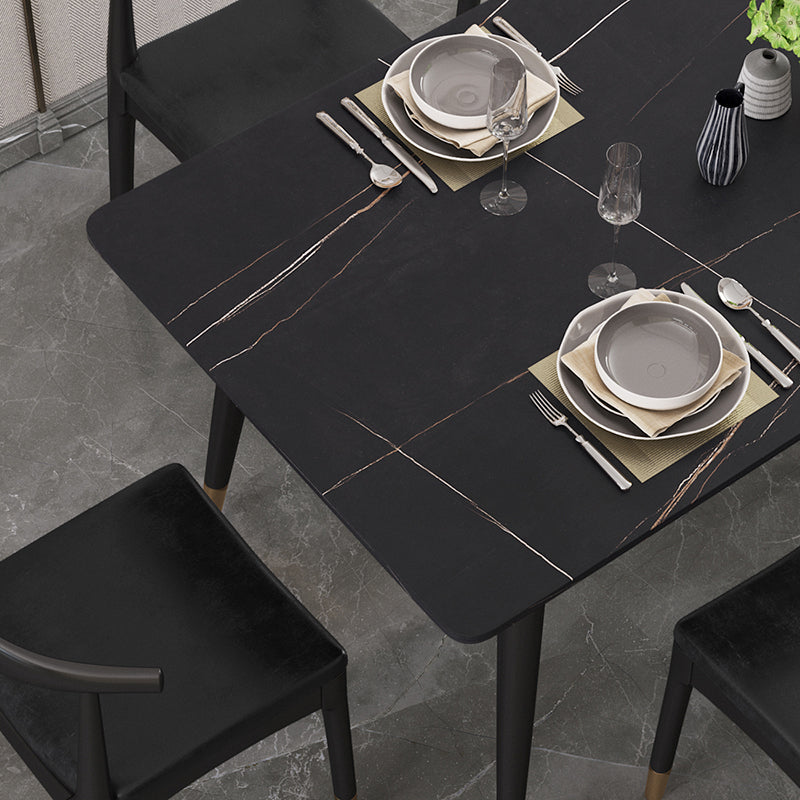 Rectangle Modern Dinette Set 1/4/5 Pieces Black Base Indoor Dining Table Set Clearhalo 'Dining Room Sets' 'Dining Tables & Seating' 'dining_room_set' 'furn' 'furn_dining_room_set' 'Furniture' 'Kitchen & Dining Furniture' 5393624