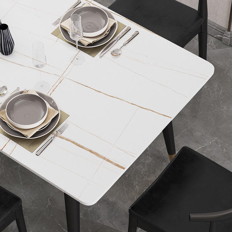Rectangle Modern Dinette Set 1/4/5 Pieces Black Base Indoor Dining Table Set Clearhalo 'Dining Room Sets' 'Dining Tables & Seating' 'dining_room_set' 'furn' 'furn_dining_room_set' 'Furniture' 'Kitchen & Dining Furniture' 5393625