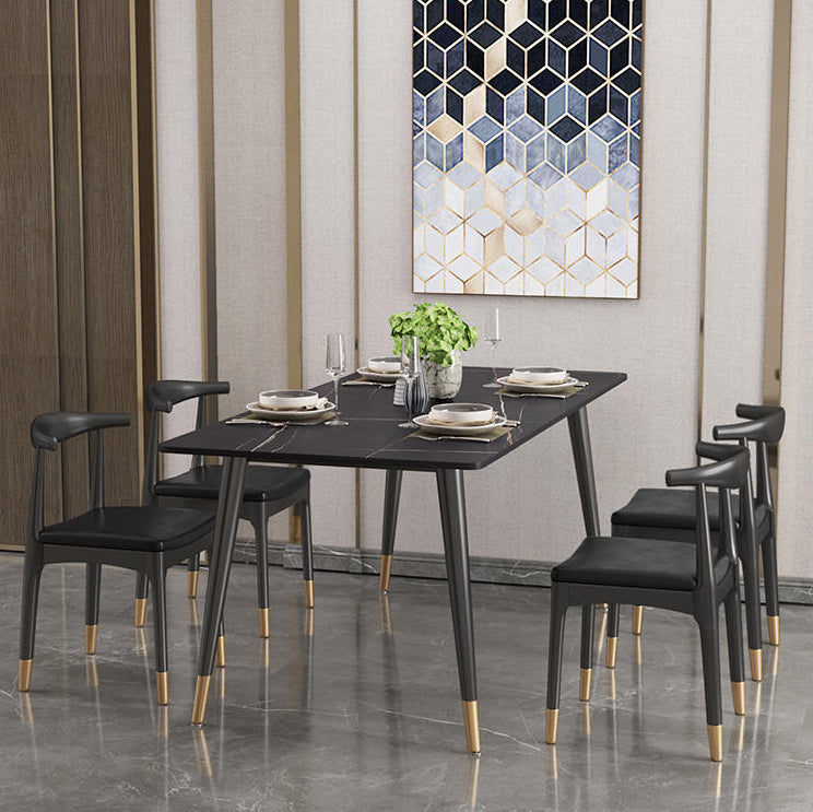 Rectangle Modern Dinette Set 1/4/5 Pieces Black Base Indoor Dining Table Set Clearhalo 'Dining Room Sets' 'Dining Tables & Seating' 'dining_room_set' 'furn' 'furn_dining_room_set' 'Furniture' 'Kitchen & Dining Furniture' 5393629