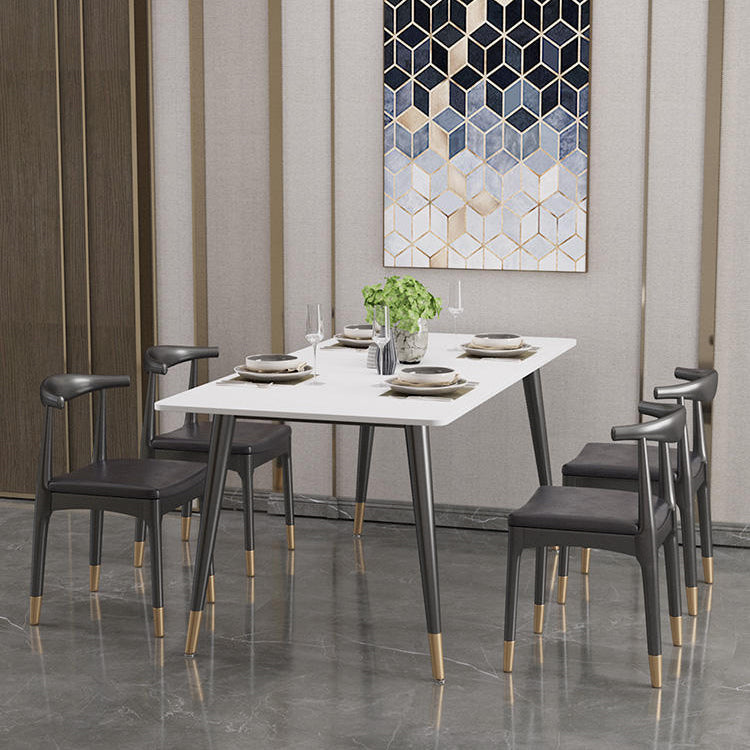Rectangle Modern Dinette Set 1/4/5 Pieces Black Base Indoor Dining Table Set Clearhalo 'Dining Room Sets' 'Dining Tables & Seating' 'dining_room_set' 'furn' 'furn_dining_room_set' 'Furniture' 'Kitchen & Dining Furniture' 5393630