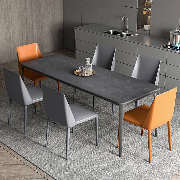 Contemporary Sintered Stone Rectangle Table Set 1/4/7 Pieces Dining Set Clearhalo 'Dining Room Sets' 'Dining Tables & Seating' 'dining_room_set' 'furn' 'furn_dining_room_set' 'Furniture' 'Kitchen & Dining Furniture' 5393636