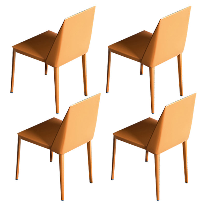 Contemporary Sintered Stone Rectangle Table Set 1/4/7 Pieces Dining Set 4 Orange Chairs Clearhalo 'Dining Room Sets' 'Dining Tables & Seating' 'dining_room_set' 'furn' 'furn_dining_room_set' 'Furniture' 'Kitchen & Dining Furniture' 5393638
