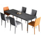 Contemporary Sintered Stone Rectangle Table Set 1/4/7 Pieces Dining Set 7 Pieces: Table, 4 Grey+2 Orange Chairs Clearhalo 'Dining Room Sets' 'Dining Tables & Seating' 'dining_room_set' 'furn' 'furn_dining_room_set' 'Furniture' 'Kitchen & Dining Furniture' 5393641