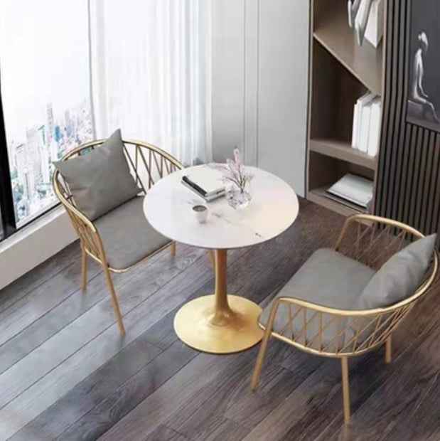 Set da pranzo nordico da 1/3/5 pezzi Tavolo da pranzo rotondo in pietra per sala da pranzo