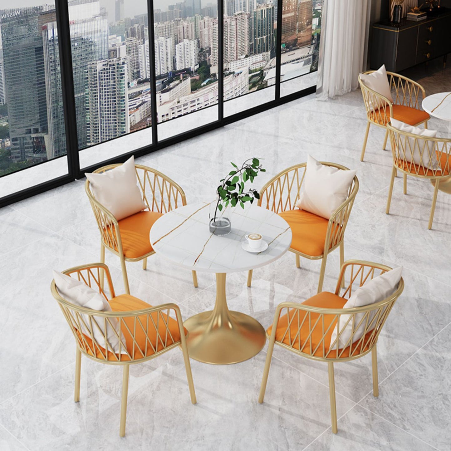 Set da pranzo nordico da 1/3/5 pezzi Tavolo da pranzo rotondo in pietra per sala da pranzo