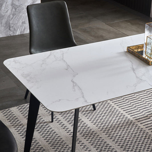 Contemporary Sintered Stone Rectangle Table Set 1/4/6 Pieces Dining Set Clearhalo 'Dining Room Sets' 'Dining Tables & Seating' 'dining_room_set' 'furn' 'furn_dining_room_set' 'Furniture' 'Kitchen & Dining Furniture' 5393716