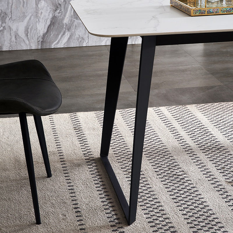 Contemporary Sintered Stone Rectangle Table Set 1/4/6 Pieces Dining Set Clearhalo 'Dining Room Sets' 'Dining Tables & Seating' 'dining_room_set' 'furn' 'furn_dining_room_set' 'Furniture' 'Kitchen & Dining Furniture' 5393720