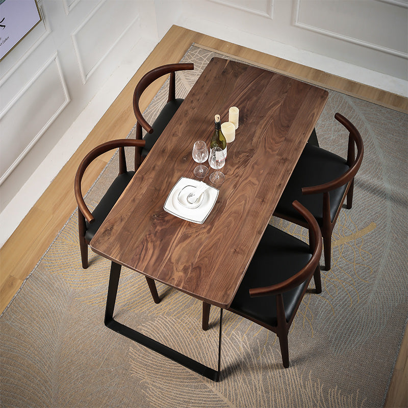 Natural and Black Dining Table Set 1/2/3/5/7 Pieces Rectangle Industrial Dinette Set 5 Pieces: Table, 4 Chairs Clearhalo 'Dining Room Sets' 'Dining Tables & Seating' 'dining_room_set' 'furn' 'furn_dining_room_set' 'Furniture' 'Kitchen & Dining Furniture' 5393727