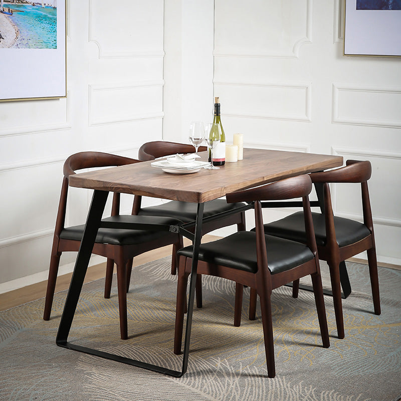 Natural and Black Dining Table Set 1/2/3/5/7 Pieces Rectangle Industrial Dinette Set Clearhalo 'Dining Room Sets' 'Dining Tables & Seating' 'dining_room_set' 'furn' 'furn_dining_room_set' 'Furniture' 'Kitchen & Dining Furniture' 5393728