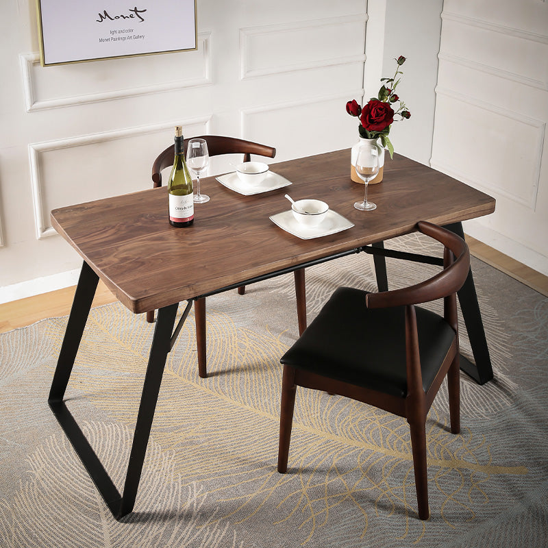 Natural and Black Dining Table Set 1/2/3/5/7 Pieces Rectangle Industrial Dinette Set 3 Pieces: Table, 2 Chairs Clearhalo 'Dining Room Sets' 'Dining Tables & Seating' 'dining_room_set' 'furn' 'furn_dining_room_set' 'Furniture' 'Kitchen & Dining Furniture' 5393729
