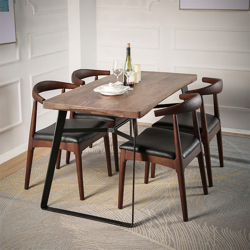 Natural and Black Dining Table Set 1/2/3/5/7 Pieces Rectangle Industrial Dinette Set Clearhalo 'Dining Room Sets' 'Dining Tables & Seating' 'dining_room_set' 'furn' 'furn_dining_room_set' 'Furniture' 'Kitchen & Dining Furniture' 5393730