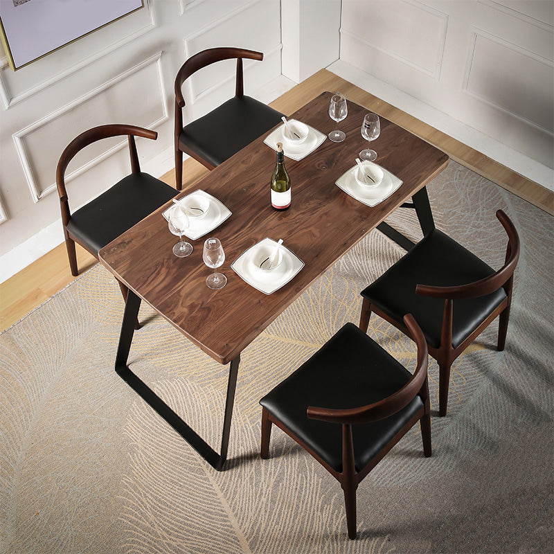 Natural and Black Dining Table Set 1/2/3/5/7 Pieces Rectangle Industrial Dinette Set Clearhalo 'Dining Room Sets' 'Dining Tables & Seating' 'dining_room_set' 'furn' 'furn_dining_room_set' 'Furniture' 'Kitchen & Dining Furniture' 5393732