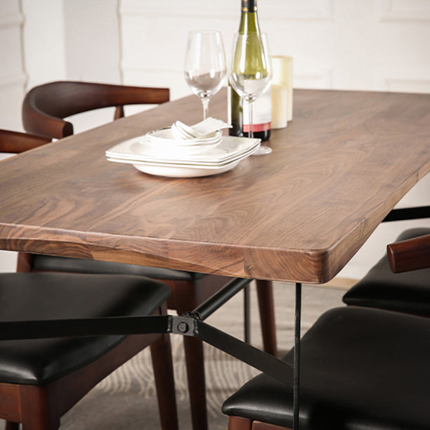 Natural and Black Dining Table Set 1/2/3/5/7 Pieces Rectangle Industrial Dinette Set Clearhalo 'Dining Room Sets' 'Dining Tables & Seating' 'dining_room_set' 'furn' 'furn_dining_room_set' 'Furniture' 'Kitchen & Dining Furniture' 5393738
