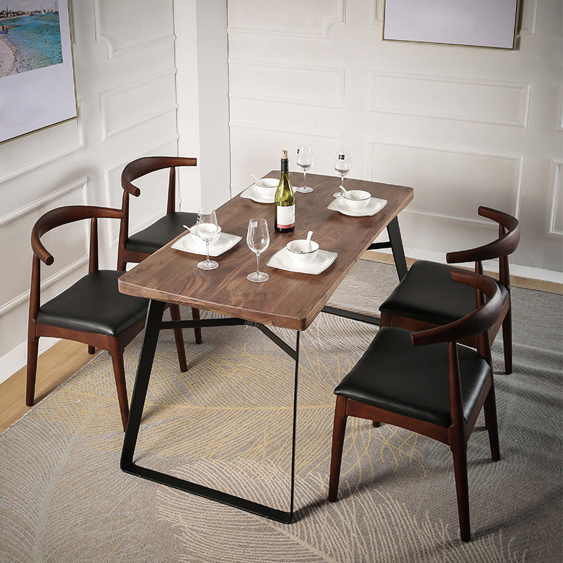 Natural and Black Dining Table Set 1/2/3/5/7 Pieces Rectangle Industrial Dinette Set Clearhalo 'Dining Room Sets' 'Dining Tables & Seating' 'dining_room_set' 'furn' 'furn_dining_room_set' 'Furniture' 'Kitchen & Dining Furniture' 5393740