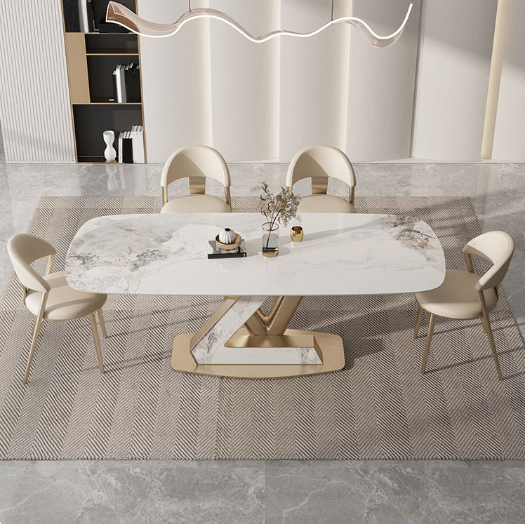 Nordic Glam Sintered Stone Rectangle Table Set 1/4/5/6/7/9 Pieces ...