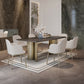 Nordic Glam Sintered Stone Rectangle Table Set 1/4/5/7 Pieces Dining Set 7 Pieces: Table, 6 Chairs Clearhalo 'Dining Room Sets' 'Dining Tables & Seating' 'dining_room_set' 'furn' 'furn_dining_room_set' 'Furniture' 'Kitchen & Dining Furniture' 5393772