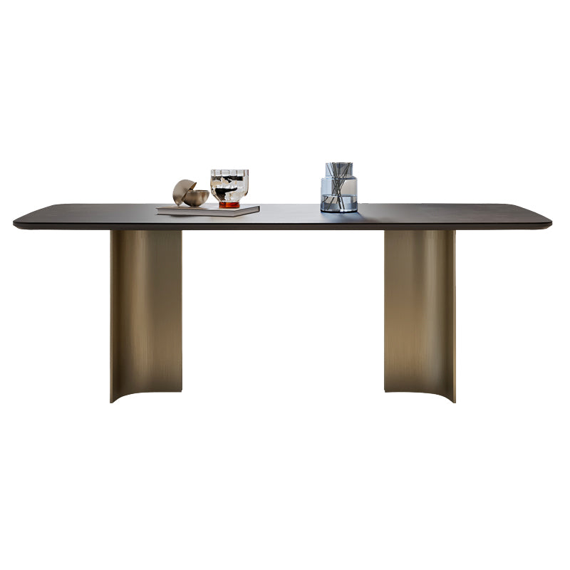 Nordic Glam Sintered Stone Rectangle Table Set 1/4/5/7 Pieces Dining Set Black 70.9"L x 35.4"W Clearhalo 'Dining Room Sets' 'Dining Tables & Seating' 'dining_room_set' 'furn' 'furn_dining_room_set' 'Furniture' 'Kitchen & Dining Furniture' 5393773