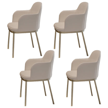 Nordic Glam Sintered Stone Rectangle Table Set 1/4/5/7 Pieces Dining Set 4 Beige Chairs Clearhalo 'Dining Room Sets' 'Dining Tables & Seating' 'dining_room_set' 'furn' 'furn_dining_room_set' 'Furniture' 'Kitchen & Dining Furniture' 5393775