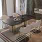Nordic Glam Sintered Stone Rectangle Table Set 1/4/5/7 Pieces Dining Set 5 Pieces: Table, 4 Chairs Clearhalo 'Dining Room Sets' 'Dining Tables & Seating' 'dining_room_set' 'furn' 'furn_dining_room_set' 'Furniture' 'Kitchen & Dining Furniture' 5393776