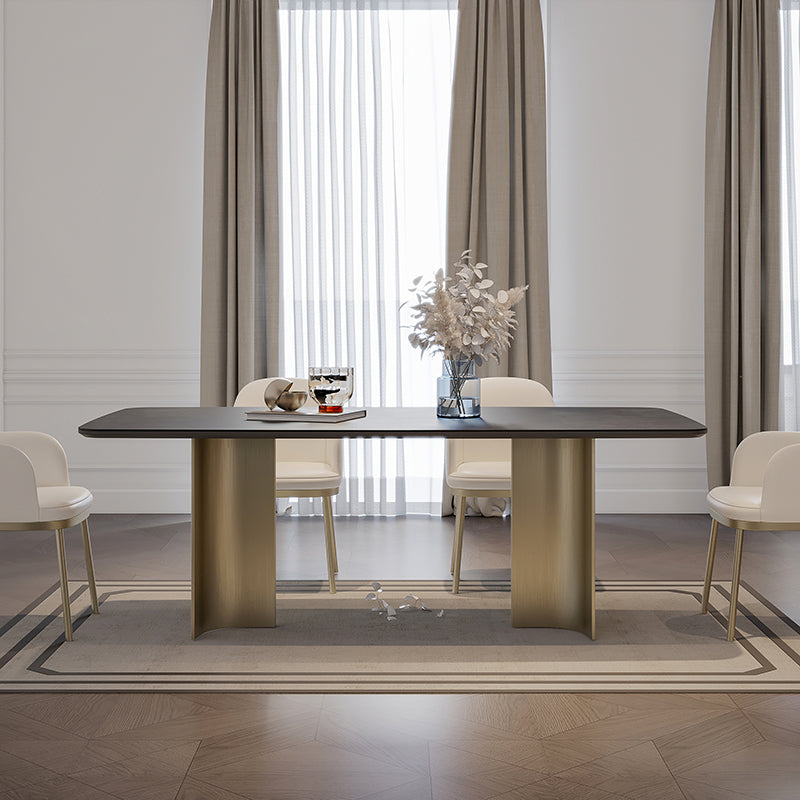Nordic Glam Sintered Stone Rectangle Table Set 1/4/5/7 Pieces Dining Set Clearhalo 'Dining Room Sets' 'Dining Tables & Seating' 'dining_room_set' 'furn' 'furn_dining_room_set' 'Furniture' 'Kitchen & Dining Furniture' 5393777