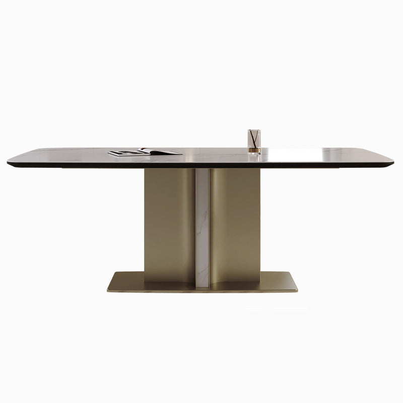 Nordic Glam Sintered Stone Rectangle Table Set 1/4/5/7 Pieces Dining Set for Home Clearhalo 'Dining Room Sets' 'Dining Tables & Seating' 'dining_room_set' 'furn' 'furn_dining_room_set' 'Furniture' 'Kitchen & Dining Furniture' 5393816