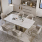 Nordic Glam Sintered Stone Rectangle Table Set 1/4/5/7 Pieces Dining Set for Home 7 Pieces: Table, 6 Chairs Clearhalo 'Dining Room Sets' 'Dining Tables & Seating' 'dining_room_set' 'furn' 'furn_dining_room_set' 'Furniture' 'Kitchen & Dining Furniture' 5393817