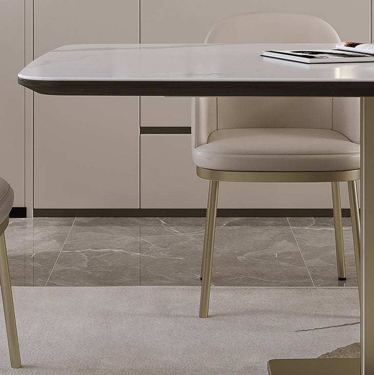 Nordic Glam Sintered Stone Rectangle Table Set 1/4/5/7 Pieces Dining Set for Home Clearhalo 'Dining Room Sets' 'Dining Tables & Seating' 'dining_room_set' 'furn' 'furn_dining_room_set' 'Furniture' 'Kitchen & Dining Furniture' 5393823