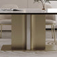 Nordic Glam Sintered Stone Rectangle Table Set 1/4/5/7 Pieces Dining Set for Home Clearhalo 'Dining Room Sets' 'Dining Tables & Seating' 'dining_room_set' 'furn' 'furn_dining_room_set' 'Furniture' 'Kitchen & Dining Furniture' 5393825