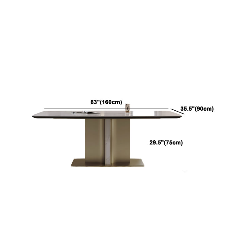 Nordic Glam Sintered Stone Rectangle Table Set 1/4/5/7 Pieces Dining Set for Home Clearhalo 'Dining Room Sets' 'Dining Tables & Seating' 'dining_room_set' 'furn' 'furn_dining_room_set' 'Furniture' 'Kitchen & Dining Furniture' 5393829