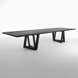 Modern Black Rectangle Dining Table Solid Wood Top Iron Base Table Clearhalo 'Dining Tables & Seating' 'Dining Tables' 'dining_table' 'furn' 'furn_dining_table' 'Furniture' 'Kitchen & Dining Furniture' 5393832