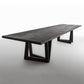Modern Black Rectangle Dining Table Solid Wood Top Iron Base Table Clearhalo 'Dining Tables & Seating' 'Dining Tables' 'dining_table' 'furn' 'furn_dining_table' 'Furniture' 'Kitchen & Dining Furniture' 5393833